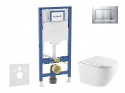 GEBERIT - Duofix Set předstěnové instalace, klozetu Oudee a sedátka softclose, tlačítko Sigma20, lakovaný chrom mat/chrom (SANI11CA2112)