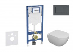 GEBERIT - Duofix Set předstěnové instalace, klozetu Oudee a sedátka softclose, tlačítko Sigma20, matná černá/černá (SANI11CA5100B)