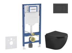 GEBERIT - Duofix Set předstěnové instalace, klozetu Oudee a sedátka softclose, tlačítko Sigma20, matná černá/černá (SANI11CA5503)