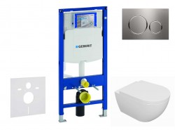 GEBERIT - Duofix Set předstěnové instalace, klozetu Oudee a sedátka softclose, tlačítko Sigma20, nerez (SANI11CA6100)