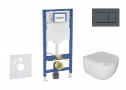 GEBERIT - Duofix Set předstěnové instalace, klozetu Oudee a sedátka softclose, tlačítko Sigma30, matná černá/černá (SANI11CA5104B)