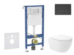 GEBERIT - Duofix Set předstěnové instalace, klozetu Oudee Vortex a sedátka softclose, tlačítko Delta50, matná černá (SANI11CA5149B)