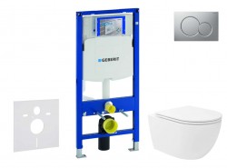 GEBERIT - Duofix Set předstěnové instalace, klozetu Oudee Vortex a sedátka softclose, tlačítko Sigma01, lakovaný matný chrom (SANI11CA1155)
