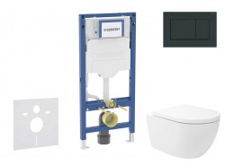 GEBERIT - Duofix Set předstěnové instalace, klozetu Oudee Vortex a sedátka softclose, tlačítko Sigma20, černá lesk/černá mat (SANI11CA5147B)
