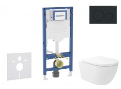 GEBERIT - Duofix Set předstěnové instalace, klozetu Oudee Vortex a sedátka softclose, tlačítko Sigma20, matná černá/černá (SANI11CA5146B)