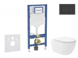 GEBERIT - Duofix Set předstěnové instalace, klozetu Oudee Vortex a sedátka softclose, tlačítko Sigma20, matná černá/černá (SANI11CA5150B)