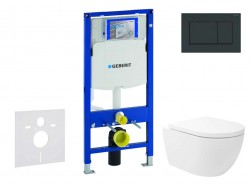 GEBERIT - Duofix Set předstěnové instalace, klozetu Oudee Vortex a sedátka softclose, tlačítko Sigma30, černá lesk/černá mat (SANI11CA5147)