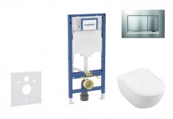 GEBERIT - Duofix Set předstěnové instalace, klozetu Subway 2.0 a sedátka softclose, tlačítko Sigma30, matný chrom/chrom (SANI11CK2114)