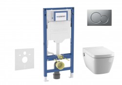 GEBERIT - Duofix Set předstěnové instalace, klozetu TECEone a sedátka softclose, tlačítko Sigma01, matný chrom (SANI11CT2102)