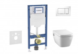 GEBERIT - Duofix Set předstěnové instalace, klozetu TECEone a sedátka softclose, tlačítko Sigma20, bílá/lesklý chrom (SANI11CT3104)
