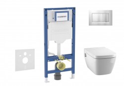 GEBERIT - Duofix Set předstěnové instalace, klozetu TECEone a sedátka softclose, tlačítko Sigma30, matný chrom/chrom (SANI11CT2106)