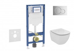 GEBERIT - Duofix Set předstěnové instalace, klozetu Tesi a sedátka softclose, tlačítko Sigma01, lesklý chrom (SANI11CD1133)