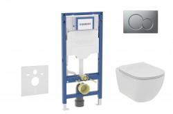 GEBERIT - Duofix Set předstěnové instalace, klozetu Tesi a sedátka softclose, tlačítko Sigma01, matný chrom (SANI11CD2110)
