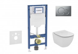 GEBERIT - Duofix Set předstěnové instalace, klozetu Tesi a sedátka softclose, tlačítko Sigma01, matný chrom (SANI11CD2134)