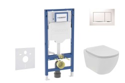 GEBERIT - Duofix Set předstěnové instalace, klozetu Tesi a sedátka softclose, tlačítko Sigma20, bílá/chrom (SANI11CD3112)