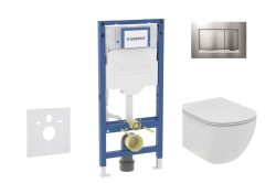 GEBERIT - Duofix Set předstěnové instalace, klozetu Tesi a sedátka softclose, tlačítko Sigma20, matný chrom/chrom (SANI11CD2114)
