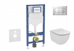 GEBERIT - Duofix Set předstěnové instalace, klozetu Tesi a sedátka softclose, tlačítko Sigma20, matný chrom/chrom (SANI11CD2138)