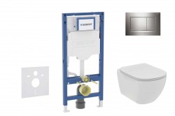 GEBERIT - Duofix Set předstěnové instalace, klozetu Tesi a sedátka softclose, tlačítko Sigma30, lesklý chrom/matný chrom (SANI11CD1113)
