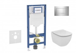 GEBERIT - Duofix Set předstěnové instalace, klozetu Tesi a sedátka softclose, tlačítko Sigma30, lesklý chrom/matný chrom (SANI11CD1137)