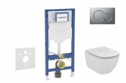 GEBERIT - Duofix Set předstěnové instalace, klozetu Tesi a sedátka, tlačítko Sigma01, matný chrom (SANI11CD2118)