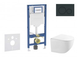 GEBERIT - Duofix Set předstěnové instalace, kompaktního klozetu Gaia a sedátka softclose, tlačítko Sigma20, černá lesk/černá mat (SANI11CA5121B)
