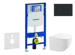 GEBERIT - Duofix Set předstěnové instalace, kompaktního klozetu Gaia a sedátka softclose, tlačítko Sigma20, matná černá/černá (SANI11CA5119)