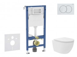GEBERIT - Duofix Set předstěnové instalace, kompaktního klozetu Oudee Vortex a sedátka softclose, tlačítko Delta01, alpská bílá (SANI11CA3168B)