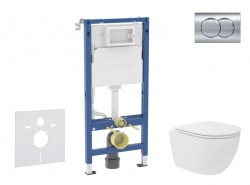 GEBERIT - Duofix Set předstěnové instalace, kompaktního klozetu Oudee Vortex a sedátka softclose, tlačítko Delta01, lesklý chrom (SANI11CA1144B)