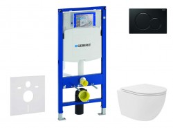 GEBERIT - Duofix Set předstěnové instalace, kompaktního klozetu Oudee Vortex a sedátka softclose, tlačítko Sigma01, černá (SANI11CA5139)