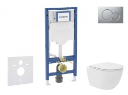 GEBERIT - Duofix Set předstěnové instalace, kompaktního klozetu Oudee Vortex a sedátka softclose, tlačítko Sigma01, lakovaný matný chrom (SANI11CA1143B)