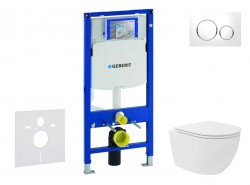 GEBERIT - Duofix Set předstěnové instalace, kompaktního klozetu Oudee Vortex a sedátka softclose, tlačítko Sigma20, bílá/chrom (SANI11CA3163)