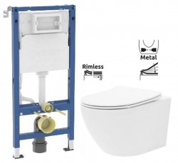 GEBERIT DuofixBasic bez tlačítka + WC REA Carlo Flat Mini Rimless + SEDÁTKO (458.103.00.2 X CF1)