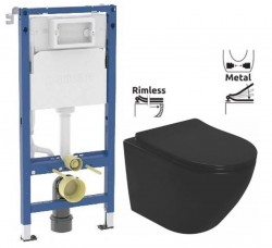 GEBERIT DuofixBasic bez tlačítka + WC REA CARLO MINI RIMLESS ČIERNY MAT + SEDADLO (458.103.00.2 X MM1)