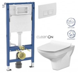 GEBERIT DuofixBasic s bielym tlačidlom DELTA50 + WC CERSANIT CLEANON CARINA + SEDADLO (458.103.00.2 50BI CA3)