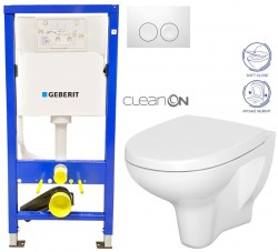 GEBERIT DuofixBasic s bílým tlačítkem DELTA21 + WC CERSANIT ARTECO CLEANON + SEDÁTKO (458.103.00.1 21BI AT1)