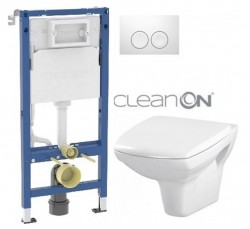 GEBERIT DuofixBasic s bílým tlačítkem DELTA21 + WC CERSANIT CLEANON CARINA  + SEDÁTKO 458.103.00.1 21BI CA1