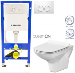 GEBERIT DuofixBasic s bílým tlačítkem DELTA21 + WC CERSANIT CLEANON CARINA + SEDÁTKO (458.103.00.1 21BI CA3)