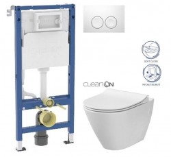 GEBERIT DuofixBasic s bílým tlačítkem DELTA21 + WC CERSANIT CLEANON CITY (458.103.00.2 21BI CI1)