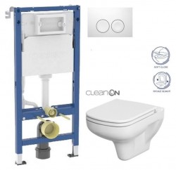 GEBERIT DuofixBasic s bílým tlačítkem DELTA21 + WC CERSANIT CLEANON COLOUR + SEDÁTKO (458.103.00.2 21BI CN1)