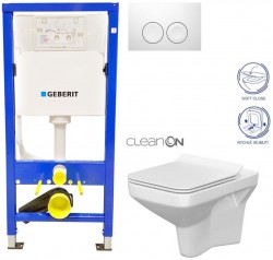 GEBERIT DuofixBasic s bílým tlačítkem DELTA21 + WC CERSANIT CLEANON COMO + SEDÁTKO (458.103.00.1 21BI CO1)