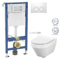 GEBERIT DuofixBasic s bílým tlačítkem DELTA21 + WC CERSANIT CLEANON CREA OVÁL + SEDÁTKO (458.103.00.2 21BI CR1)