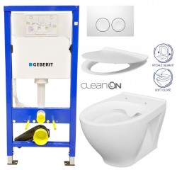 GEBERIT DuofixBasic s bílým tlačítkem DELTA21 + WC CERSANIT CLEANON MODUO + SEDÁTKO (458.103.00.1 21BI MO1)