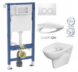 GEBERIT DuofixBasic s bílým tlačítkem DELTA21 + WC CERSANIT CLEANON PARVA + SEDÁTKO (458.103.00.2 21BI PA2)
