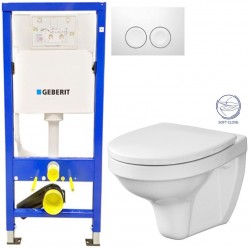 GEBERIT DuofixBasic s bílým tlačítkem DELTA21 + WC CERSANIT DELFI + SOFT SEDÁTKO (458.103.00.1 21BI DE2)