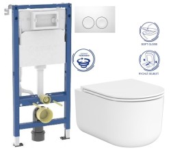 GEBERIT DuofixBasic s bílým tlačítkem DELTA21 + WC CERSANIT INTRO PRO OVAL /VÍROVÉ SPLACH/+ SEDÁTKO (458.103.00.2 21BI IR1)