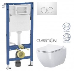 GEBERIT DuofixBasic s bílým tlačítkem DELTA21 + WC CERSANIT VIRGO CLEANON + SEDÁTKO (458.103.00.2 21BI ME1)