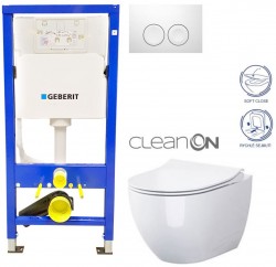 GEBERIT DuofixBasic s bílým tlačítkem DELTA21 + WC CERSANIT ZEN CLEANON + SEDÁTKO (458.103.00.1 21BI HA1)