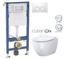 GEBERIT DuofixBasic s bílým tlačítkem DELTA21 + WC CERSANIT ZEN CLEANON + SEDÁTKO (458.103.00.2 21BI HA1)