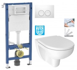GEBERIT DuofixBasic s bílým tlačítkem DELTA21 + WC JIKA LYRA PLUS RIMLESS + SEDÁTKO DURAPLAST SLOWCLOSE (458.103.00.2 21BI LY2)
