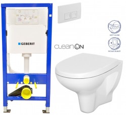 GEBERIT DuofixBasic s bílým tlačítkem DELTA50 + WC CERSANIT ARTECO CLEANON + SEDÁTKO (458.103.00.1 50BI AT1)